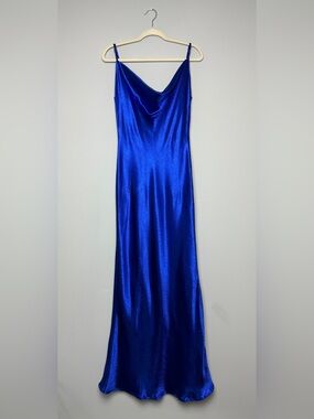 Sleek Satin Slip Dress in Electric Blue